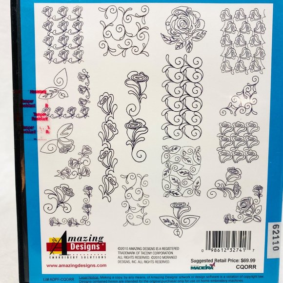Amazing Designs Rambling Roses Quilting Outlines CD - New - Picture 6 of 6